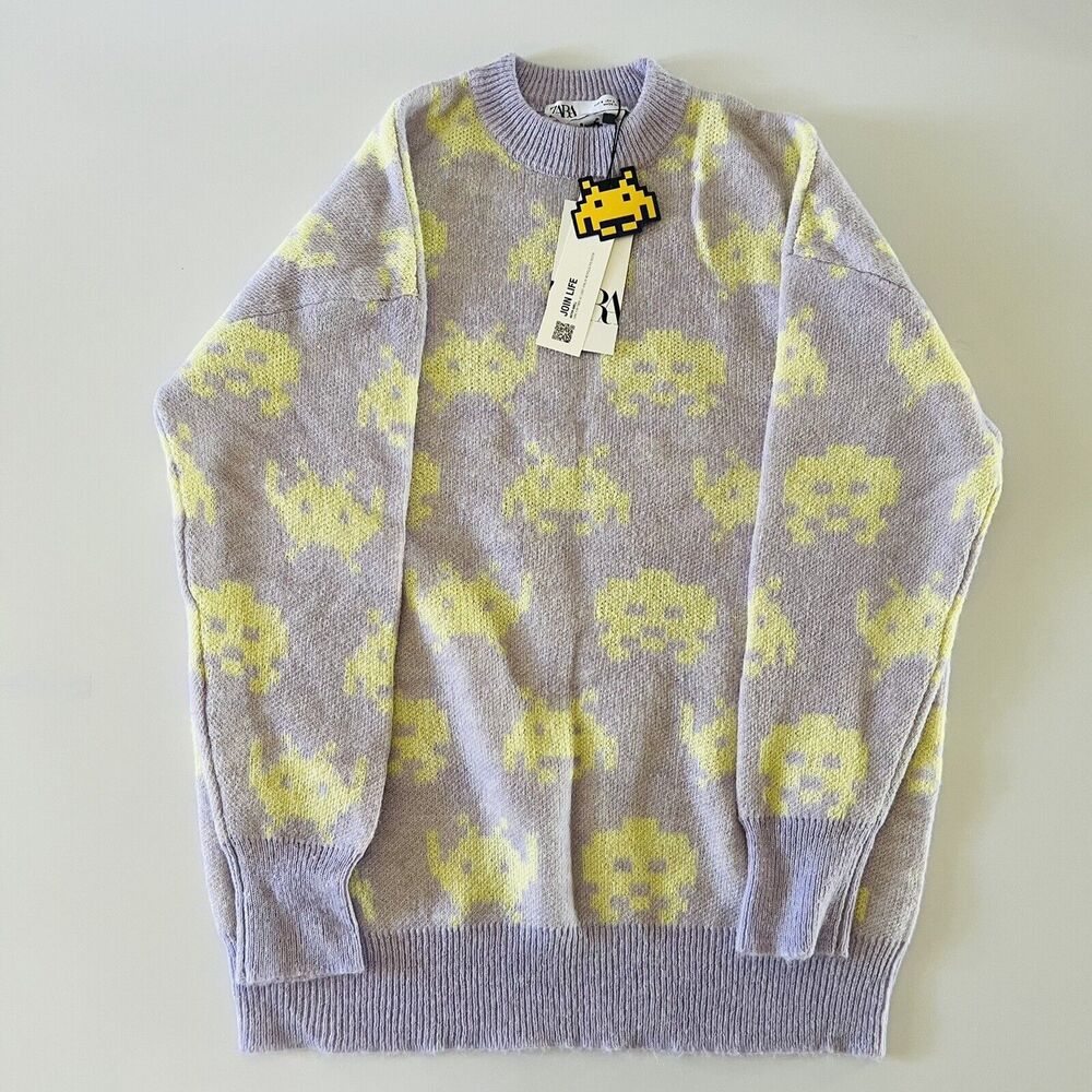 ZARA Jacquard Space Invaders ©Taito Sweater - S